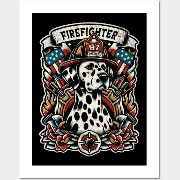 Firefighter Dalmatian - Textured Wall Art by firstthreads